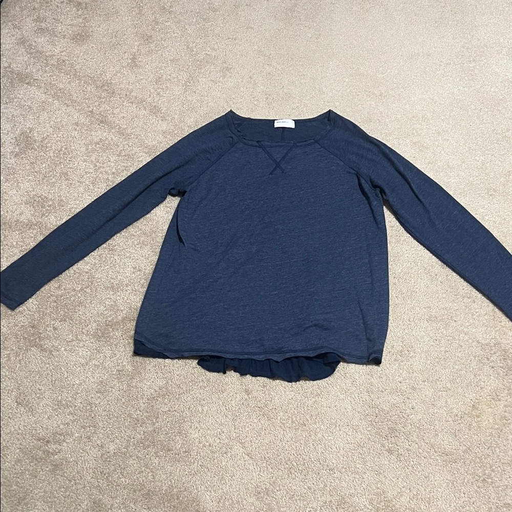 allen allen Dark Navy Crewneck Long Sleeve Top